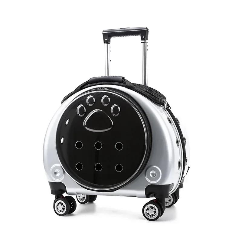 

Portable Multifunctional Pet Trolley Case Visible Transport Cat Carriers Comfortable Transparent Basket Travel Carrier for Cats