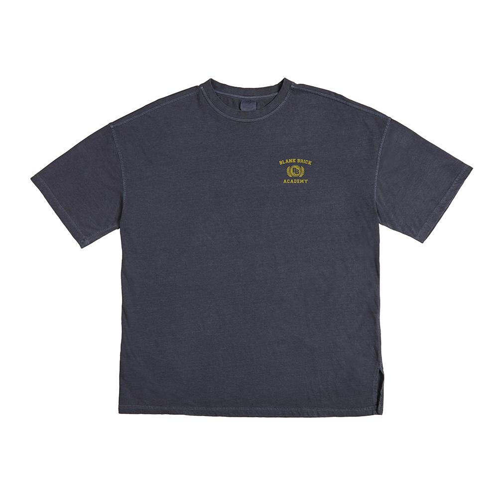 BLANKBRICK Pigment Small Emblem Blue Slit Short Sleeve T-Shirt