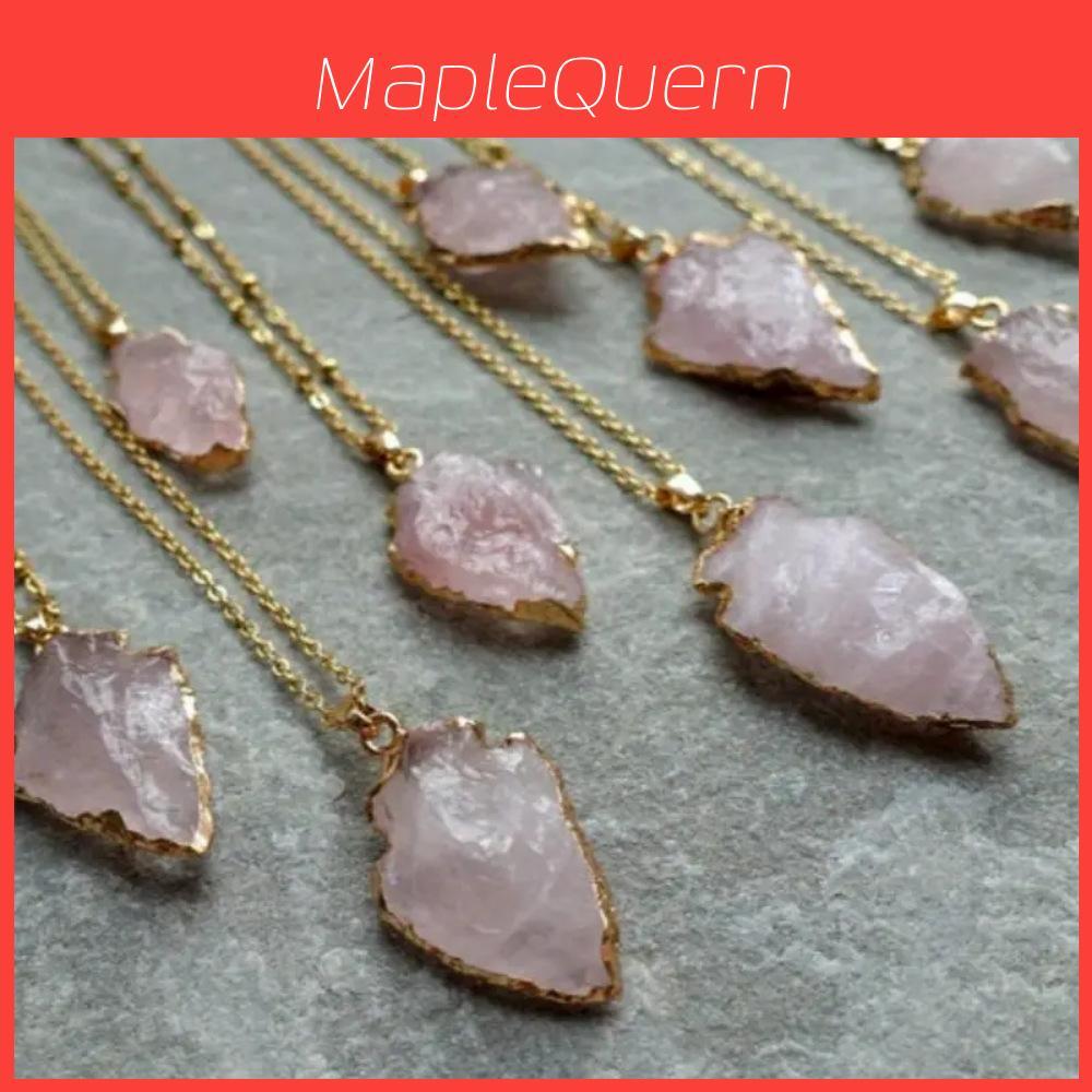 Crystal Pendant Necklace With Asymmetric Pink Quartz For Fashion Jewelry Enthusiasts