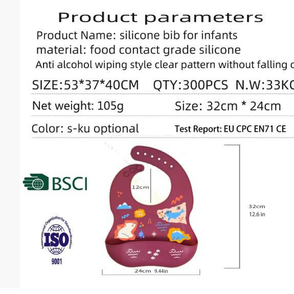 Babador de Silicone à Prova d'Água para Bebê - À Prova de Poeira, Resistente a Manchas, Design 3D, Sem Lavagem