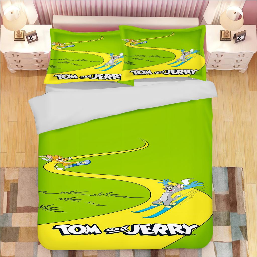 Tom and Jerry Anime Home Bedroom Comforte Nordic Polyester Material Suitable for Children and Adults 3-piece Set