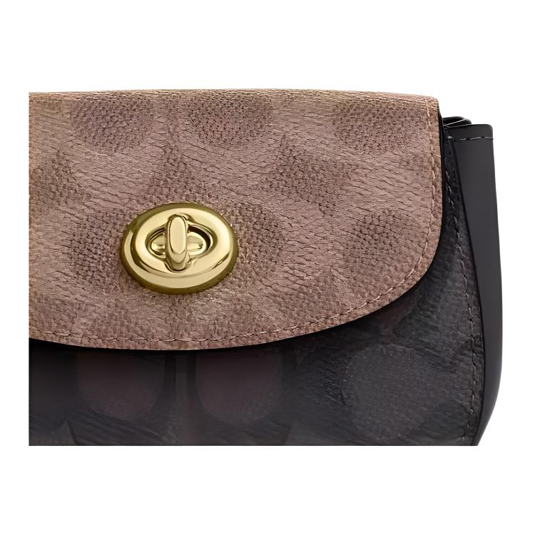 Coach Turnlock 12 Mini Shoulder Bag Women Shoulder Bag Gold Brown CZ474-IMXI8