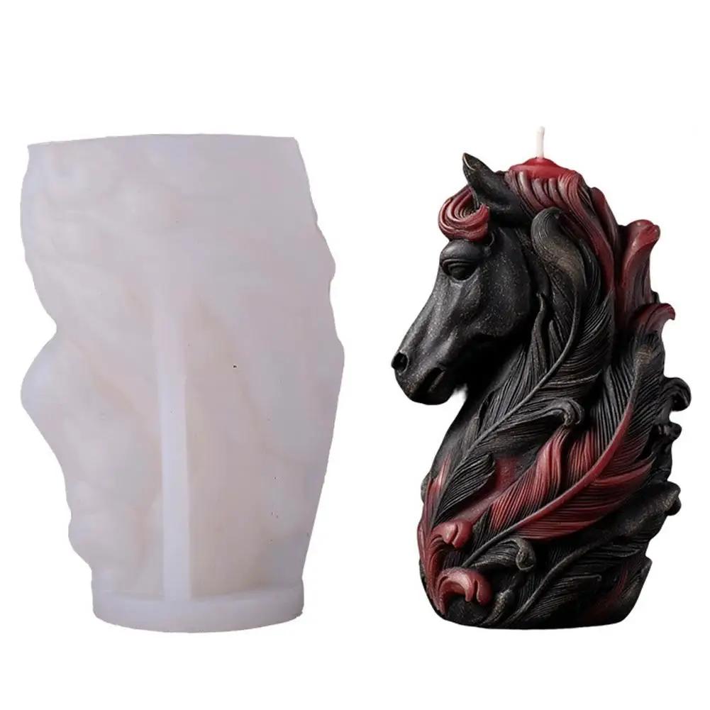 

Horse Head Aromatherapy Silicone Mold 3D Detailed Candle Making Mold For DIY Scented Candles Home Decoration Craft Accessor G4W8
