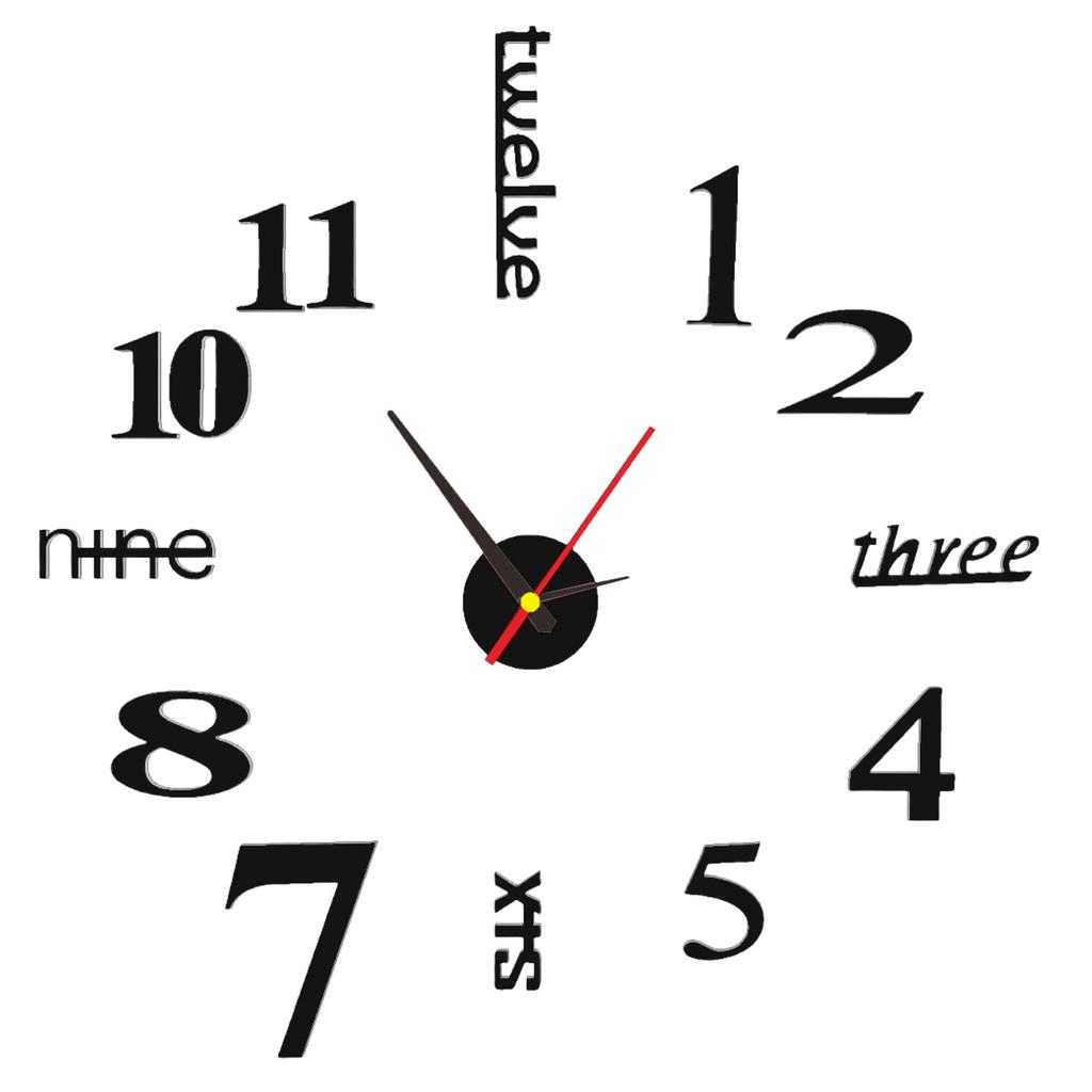 Frameless DIY Wall Clock Wall Clock For Room Decor Creative Fashion Digital 3D Acrylic Wall Clock Decor Sticker DIY Clock Kit