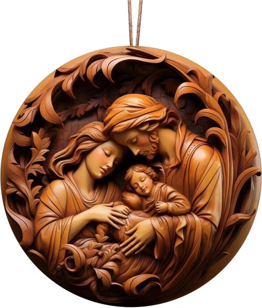 Christmas Nativity Car Pendant Acrylic Three-dimensional Vision Nativity Blessing Pendant