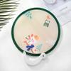 pc Portable Folding Fan With Handle, Cartoon Mini Round Fan, Plastic Summer Accessory, Fancy Style For Creative Party Gift,