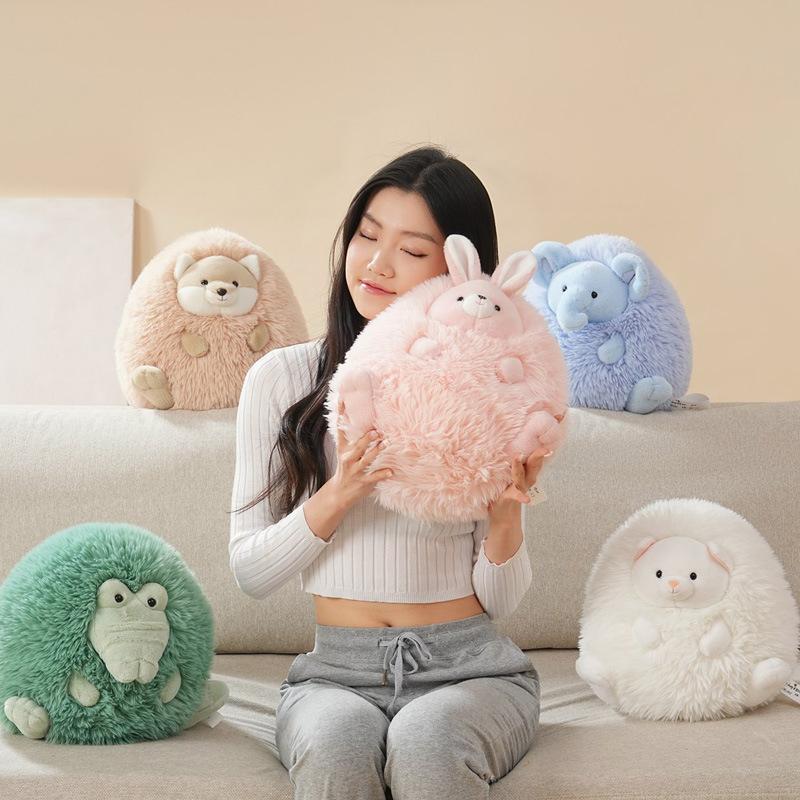 Cute Round Ball Animal Cat Elephant Doll Plush Toy Fat Bunny Doll Children Soothing Rag Doll