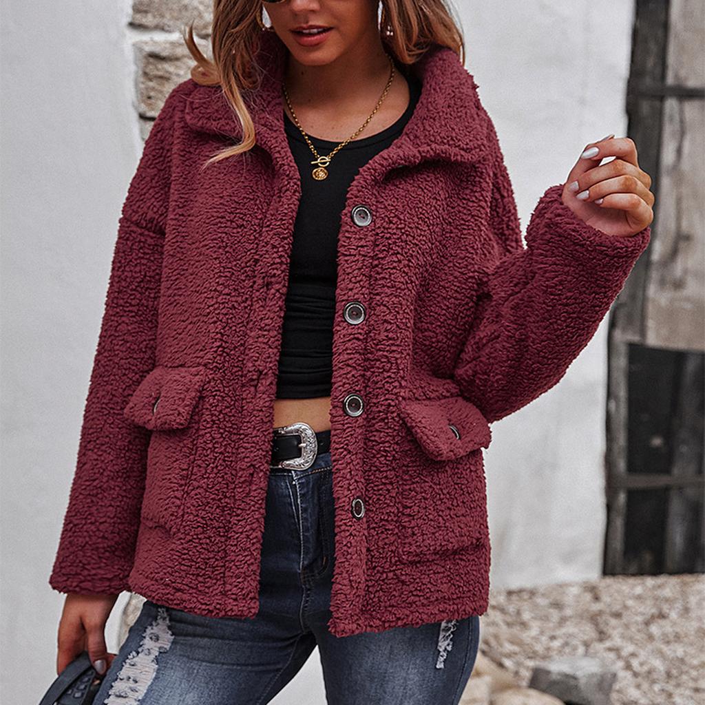 Fashion Women Color Thick Coat Casual Warm Sweater Sweater With Pockets