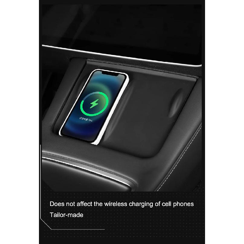 For Tesla Model 3/Y/X/S 2021-2024 Central Control Wireless Charging Silicone Pad Non-slip Pad Dust-Proof Charger Protect Cover