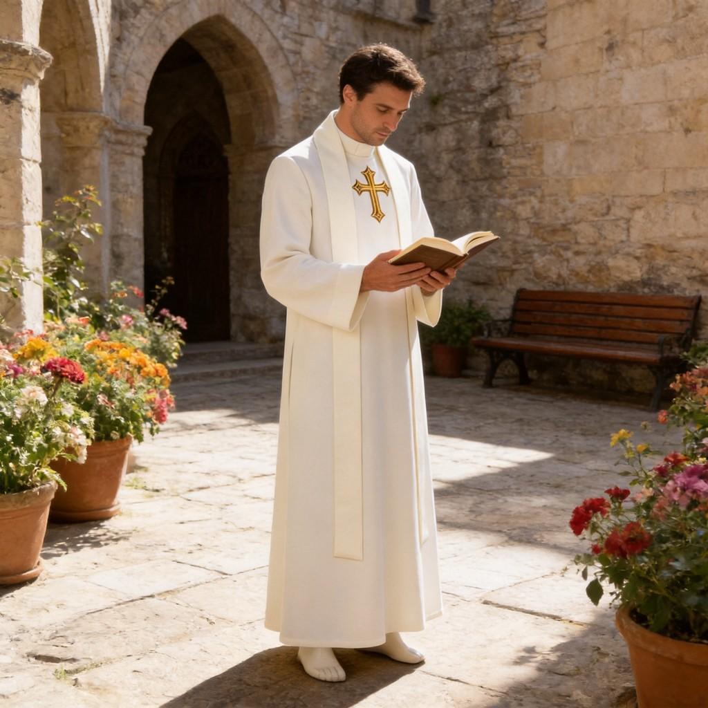 Medieval Priest Cosplay Costume With Polyester Fabric For Halloween Role Play