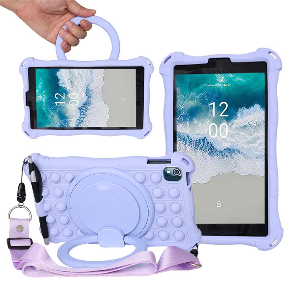 Pro Nokia T10 2025 Pouzdro 8palcové Měkké Bublinkové Silikonové Bezpečné pro Děti Kryt na Tablet Pro Nokia T10 360 Stupňů Otočný Stojan Funda