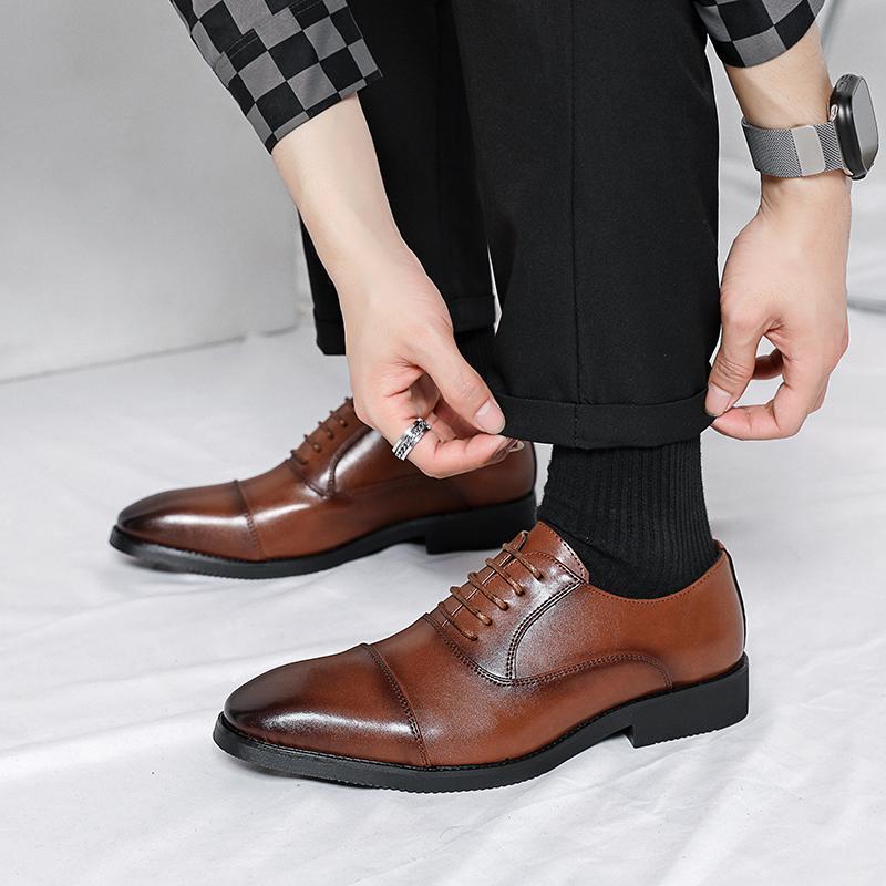 Four Seasons New Men's Leather Shoes Business Dress Men's Leather Shoes British Casual Wedding Shoes Men's
