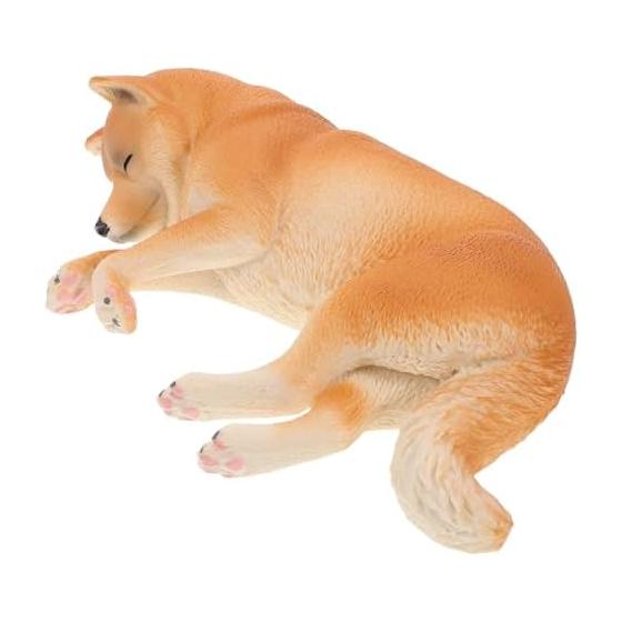 NOLITOY Shiba Inu Figure Model Realistic Sleeping Puppy Figure 13Cm Plastic Interior Decoration Educational Observation Shiba Inu Model Pet Figurine
