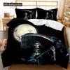 Skull Duvet Cover Set Halloween Men Horror Gothic For Boys Teens Adults Twin Bedding Set Queen King Size Polyester Qulit Cover