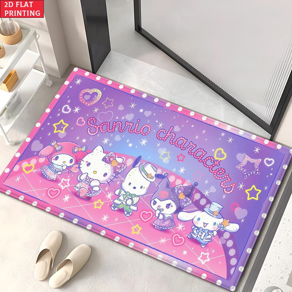 Kawaii Cute Magical Animal Doormat, 2D Print Non-slip Floor Mat,Pink Sweet Entrance Rug for Girls Bedroom Living Room Decor Gift