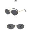 Women's sunglasses, men's and women's fashion snakehead rhombus sunglasses, frameless trimmed metal sunglasses