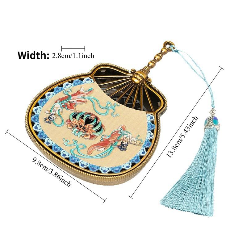 Dunhuang Enamel Incense Burner Pipa Fan Antique Sandalwood Incense Burner Aromatherapy Stove Home Desktop Decoration Ornament