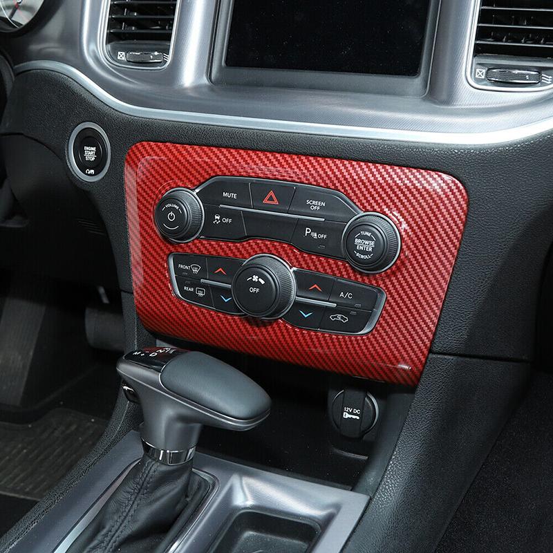 Car Carbon Fiber Look Interior Central Control Air Conditioning Panel Cover Tirm For Dodge Charger 2016-2021