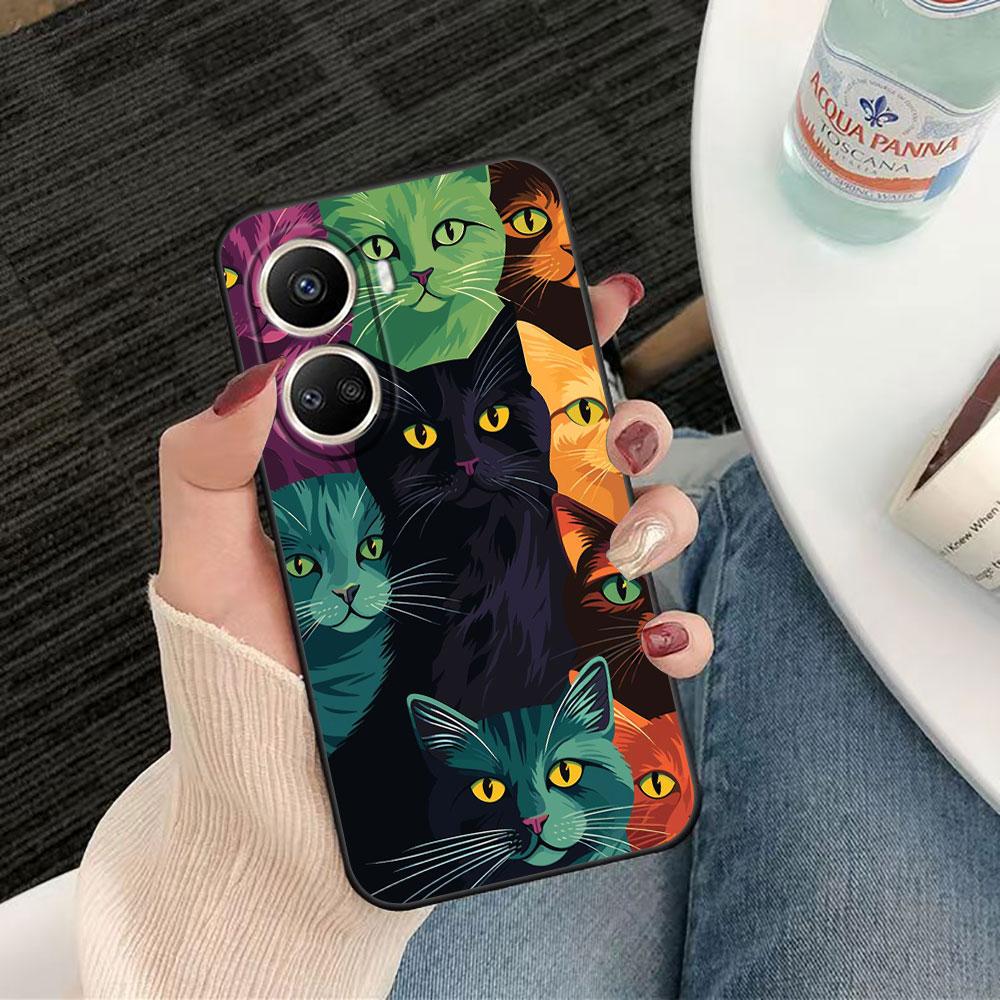 Black Cat Staring Eye Phone Case For HUAWEI NOVA Y70 3I 7I 8I 9SE P30 Y9 HONOR 8X 9X 20 90 X5 X6B X7A X7B X8B X9 X9B X9A Case