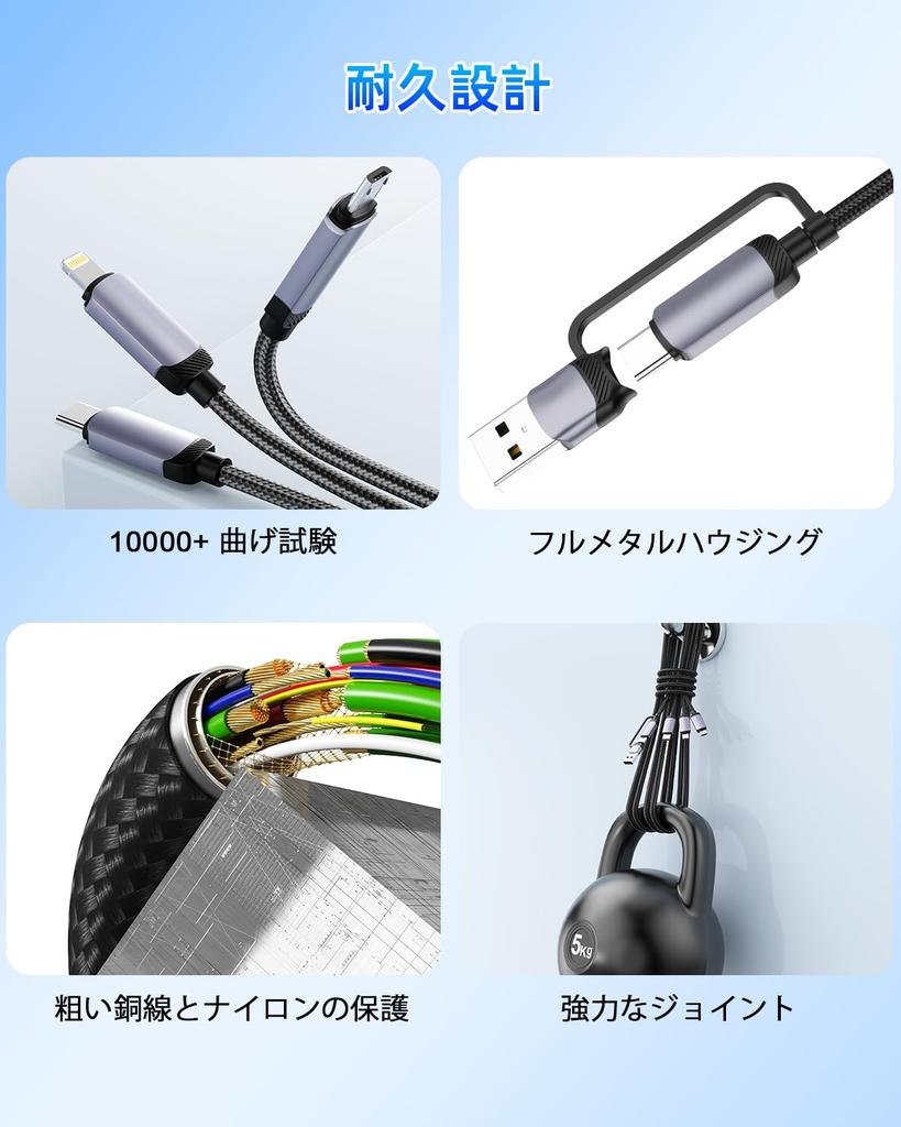 100W Charging PD 100W Fast Charging Cord with and USB Powers 3 Devices LED Data and Disconnect Durable Nylon Compatible with iPhone 15 Charging