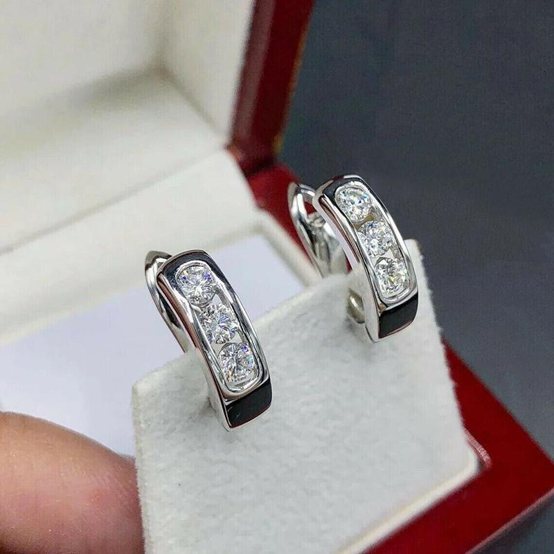 

Huitan Small Hoop Earrings Copper Color with Shiny White CZ Exquisite Circle Earrings for Women Daily Wear Temperament Zircon
