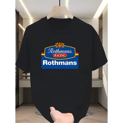 Camiseta de manga corta para hombre, talla europea, impresa con el logotipo de Rothmans Racing, diseño de cuello redondo holgado, hecha de tejido transpirable de verano