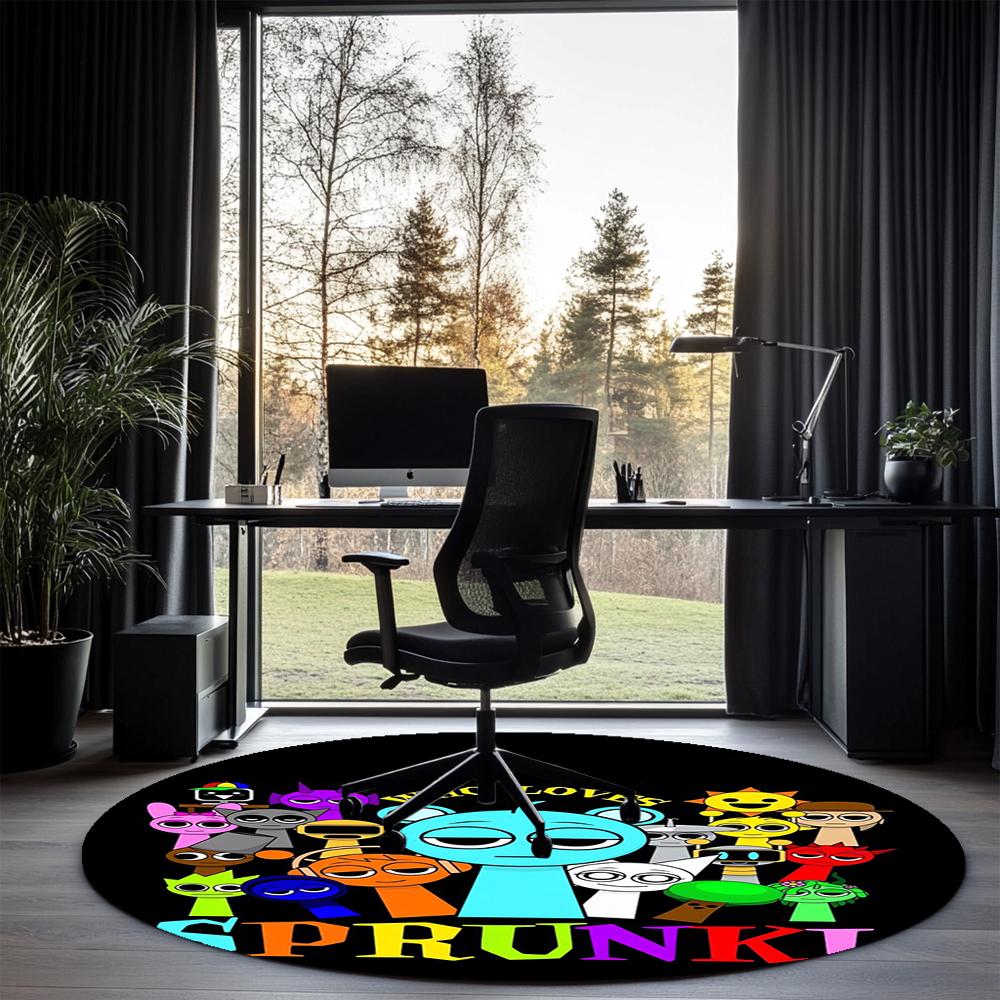 Sprunki Printed Round Rug Carpet Chair Rug Area Rug Entryway Doormats,for Office Chair Living Room Bedroom Kitchen Room.