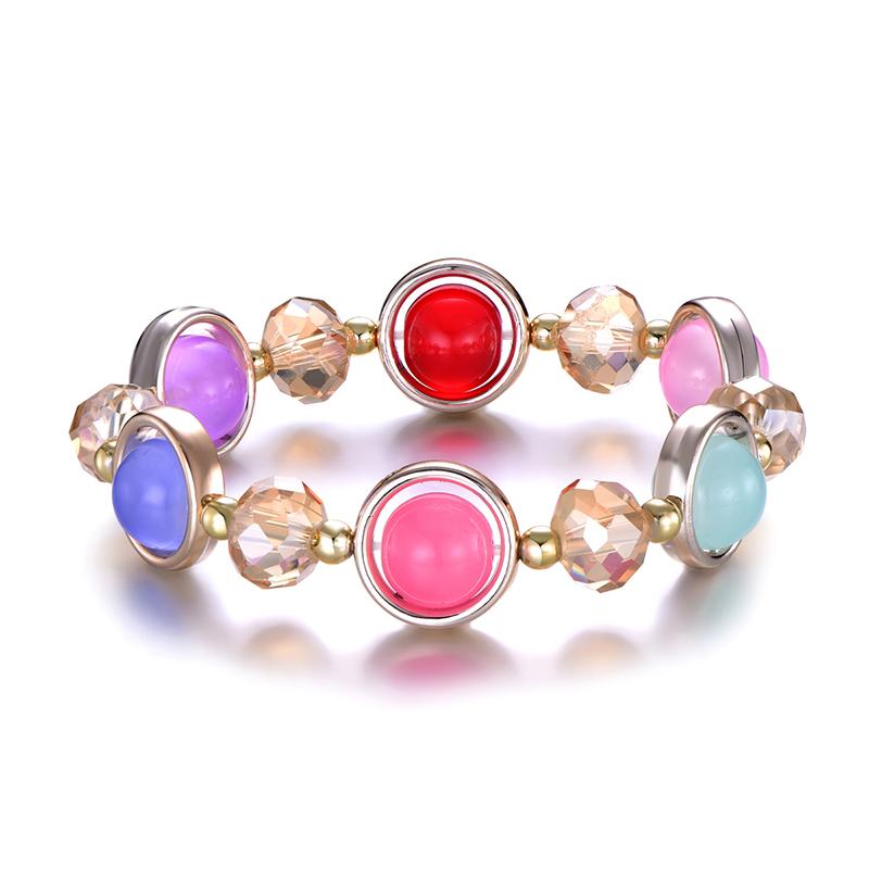 LOVBEAFAS Fashion Women Bracelets Bangles Crystal Glass Beaded Elastic Bracelet Femme Zircon