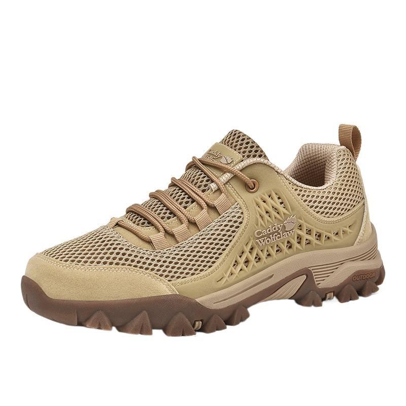 Summer breathable and non-smelly mesh shoes men's beef tendon soles waterproof and non-slip sports shoes large size middle-aged dad shoes travel shoe