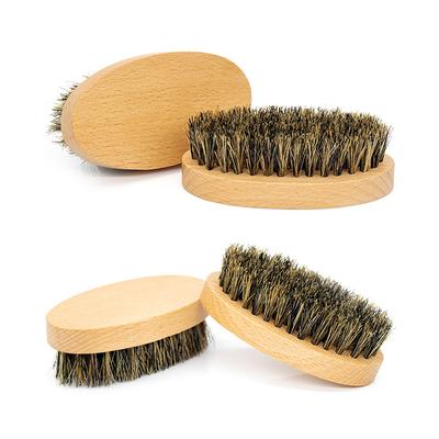Spazzola per barba in setole di cinghiale naturale per uomo Massaggio viso in legno che fa miracoli per pettinare barba e baffi