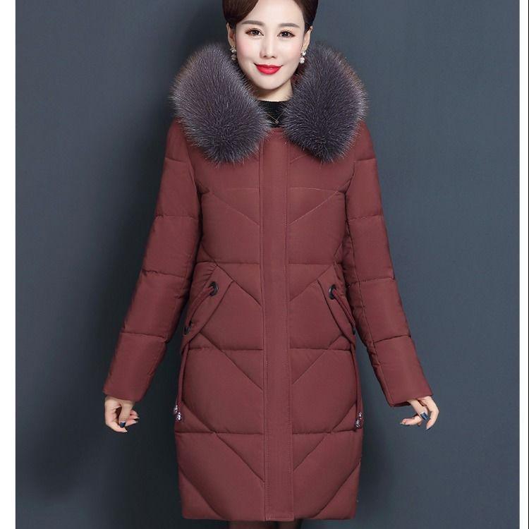 Zimní bavlněný kabát pro ženy středního věku Matčin péřový kabát Dámské zimní bavlněné vycpané bundy Teplé silné parky