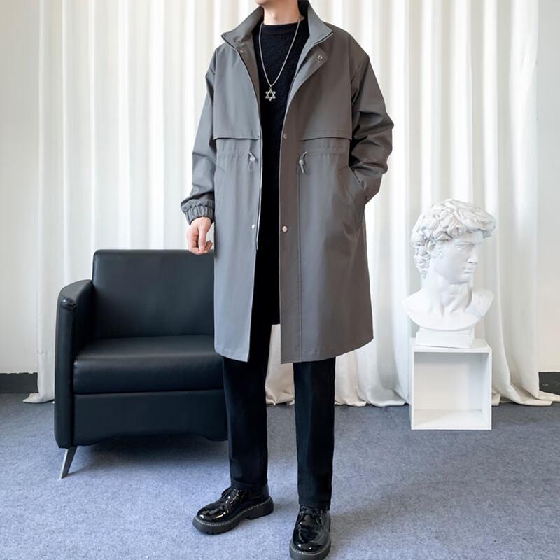 ROMON Men's Business Mid-Length Trench Coat