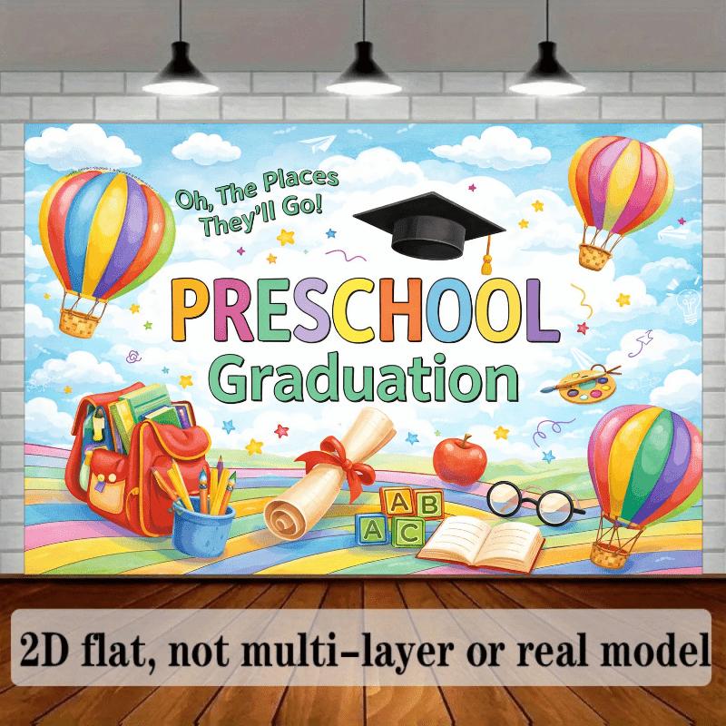 Rainbow Hot Air Balloon Preschool Graduation Party Backdrop Wall Decor for Indoor And Outdoor Celebrations