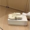 Half Drag Version~ 35mm Inner Height Increase Word with Mary Jane Sandals Women's Bag Head Half Slippers