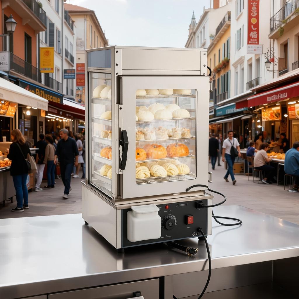 5-Tier Commercial Food Warmer Display, 1200W Food Display Warmer with LED Light, Adjustable Shelf & Stainless Steel Frame, 30~110 Steam Heating, 120L