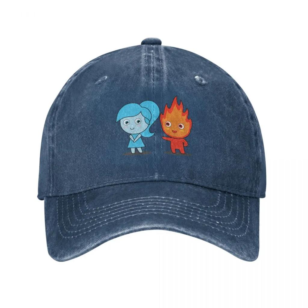 Cute Fire Boy and Water Girl Baseball Cap Uv Protection Solar Hat Dropshipping Hat Male Women'S