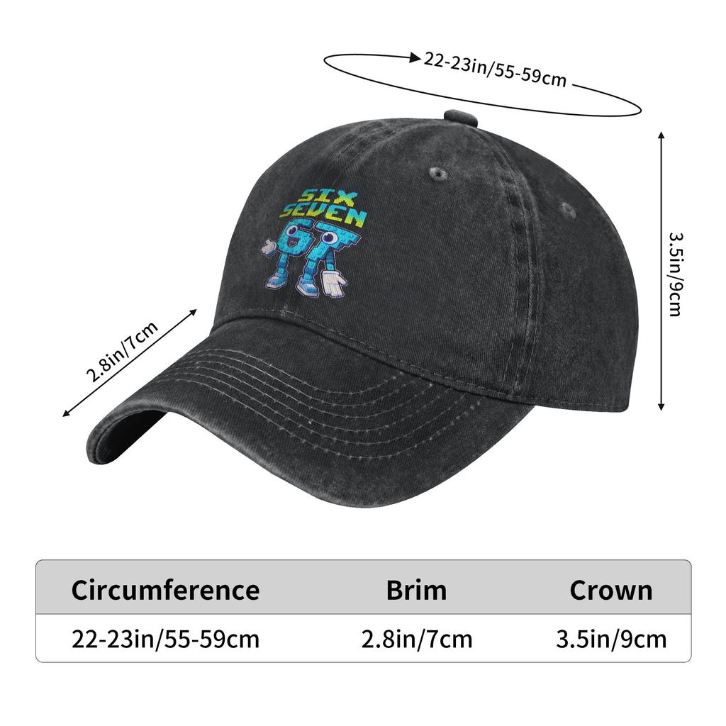 Spring Cartoon 67 Six Seven 6-7 Funny Italian Brainrot Gaming Memes Baseball Cap Sun Adjustable Design Washed Trucker Hat Unisex