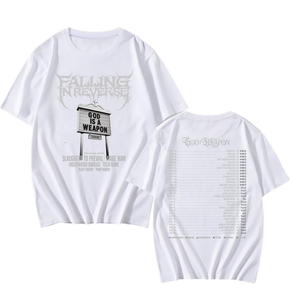 God Is A Weapon Tour 2025 NEW T-shirt Band Falling in Reverse Graphic Tshirts Cotton Short Sleeve Male T Shirt Unisex Streetwear