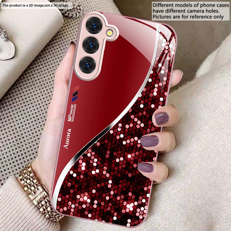 

The curve of silver metal For Samsung S22 S8 S9 10 20 Ultra S21 Pro S22 Plus S23 FE S24 Ultra S25 Edge S25Ultra Glass Phone Case Galaxy S23+