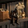 Home Office Decoration 3D Printed Motorcycle Rider Figurine, Thinking Statue Shelf Car Dashboard Accessory Sitter for Decoration, Enthusiasts