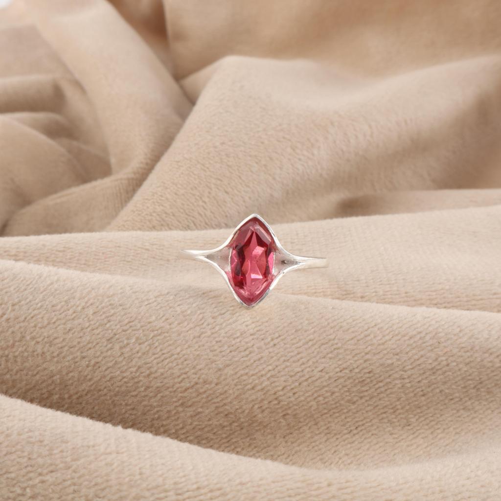 Pink Rubellite Gemstone 925 Sterling Silver Ring Jewelry Birthday Gift For Wife CZR-20-7
