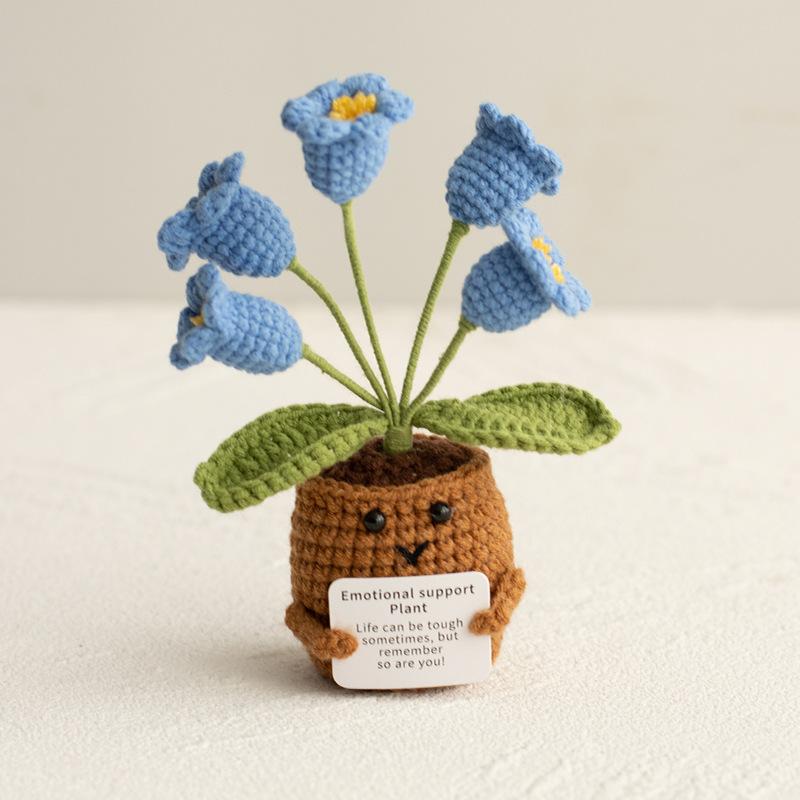 Emotional Support Crochet Sunflower Cute Knitted Flowers Potted Table Decor Graduation Gift Knitting Flower Pot Desk Accessories