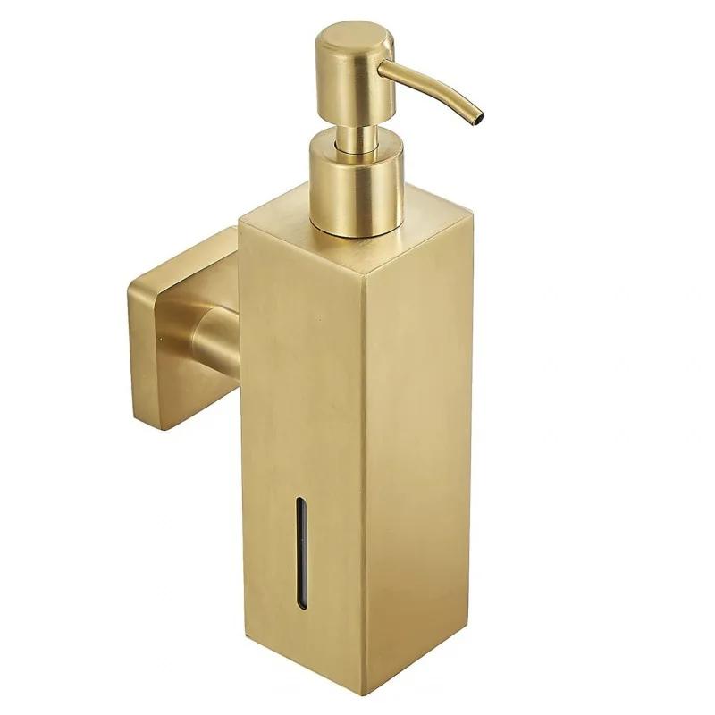 Wall Mounted Soap Dispenser 304 Stainless Steel Brushed Gold Manual Soap Dispenser Hotel Bathroom Liquid Soaps Dispensers