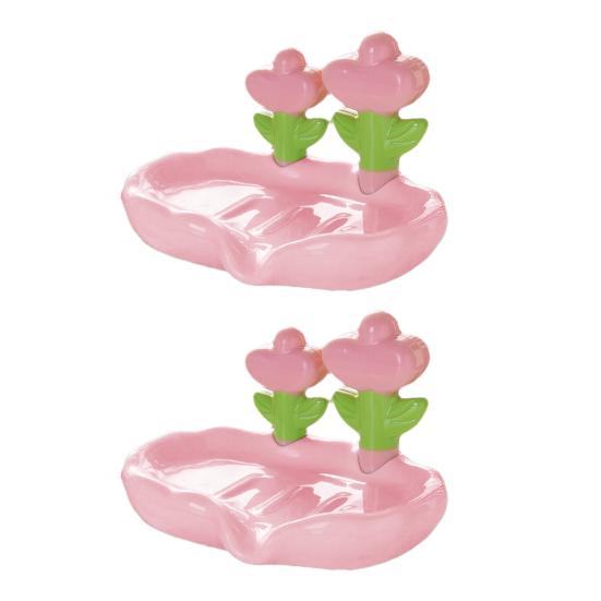 1/2 Stück Blume Seifenhalter Schnell ablaufend Küche Badezimmer Blumig Seifenschale Arbeitsplatten Dekoration Kunststoff Seifenstück Duschseife Behälter Box Tablett