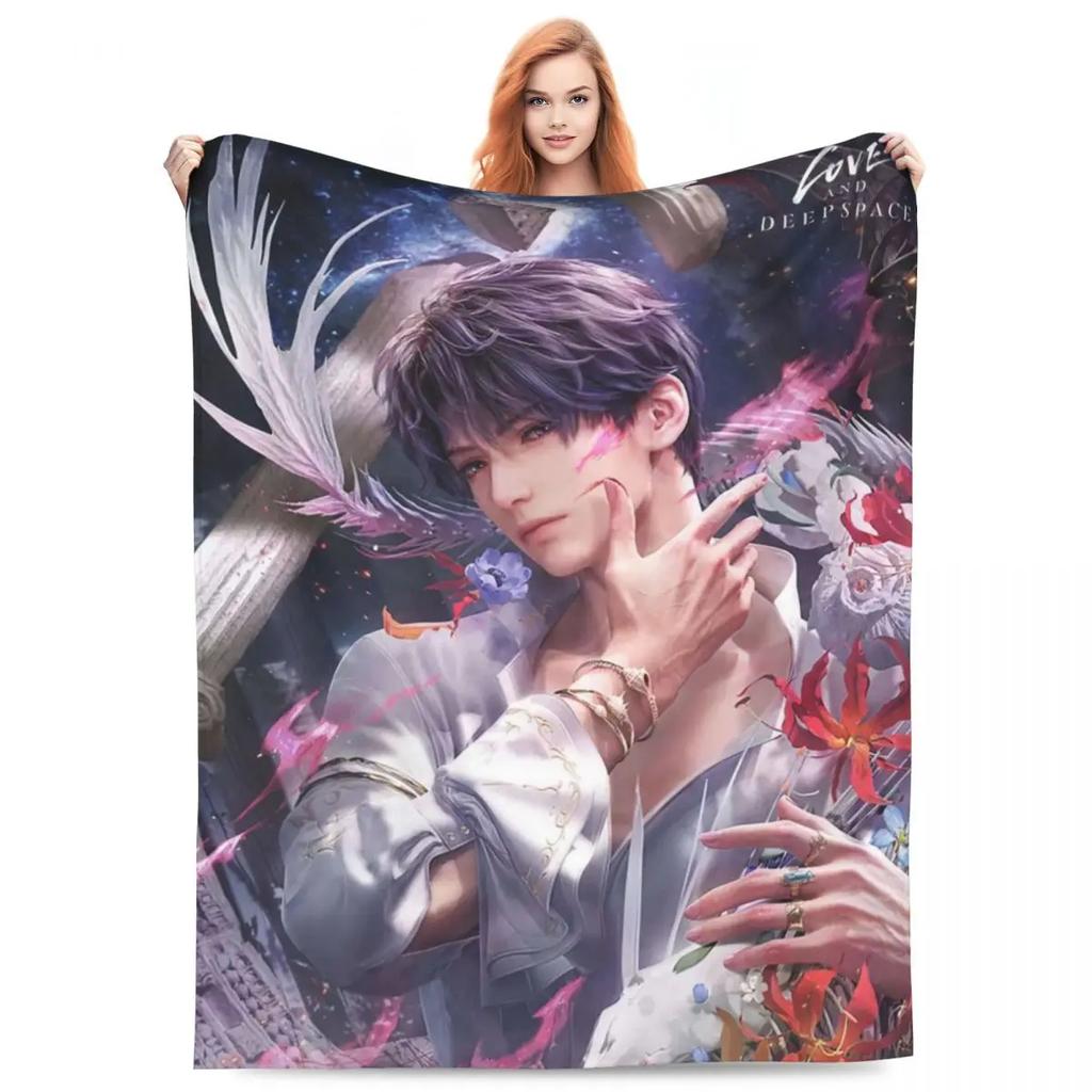GUOYU Blanket Warm Soft Decorative Throw Blanket Rafayel Love Deep Space Bedding Flannel Bedspread for Living Room Comfortable Sofa Cover
