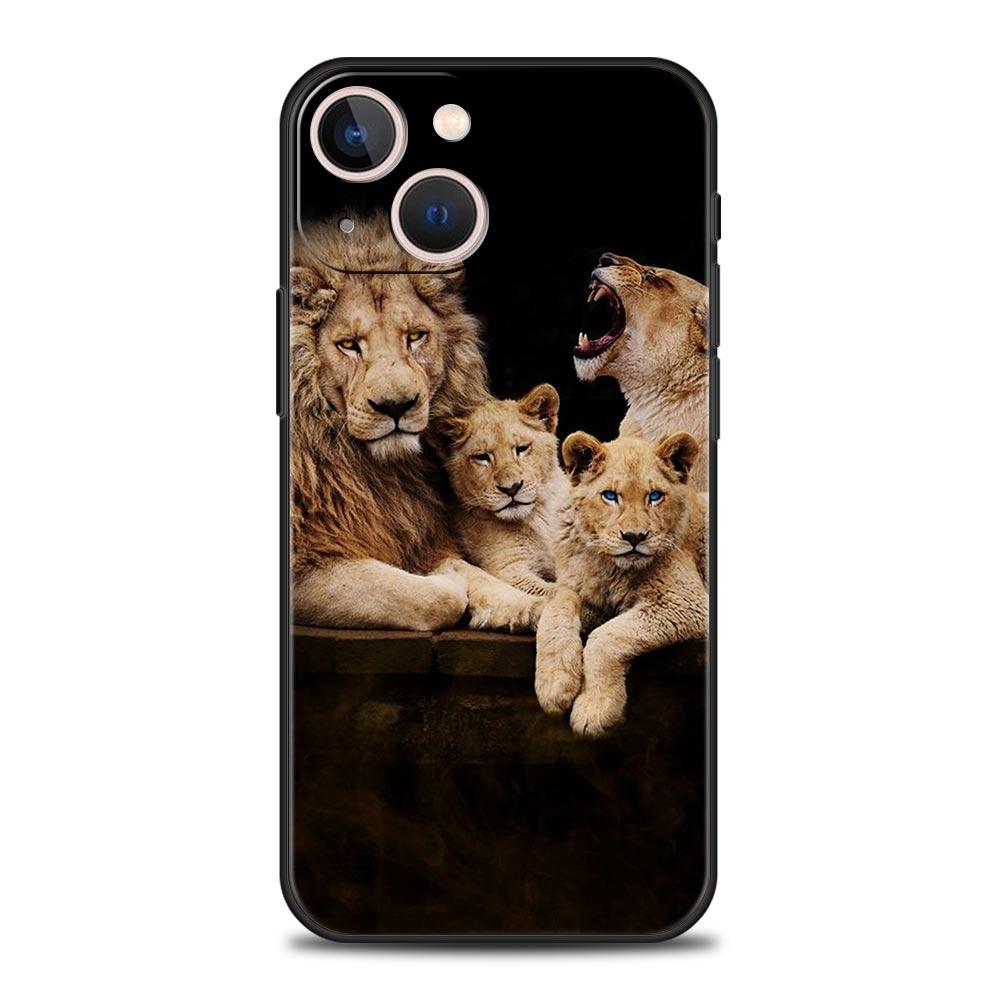Lion Alpha Male Cub Phone Case For iPhone 17 16 15 Pro Max 11 12 13 14 7 8 Plus SE 2020 X XR XS Cover Soft Black