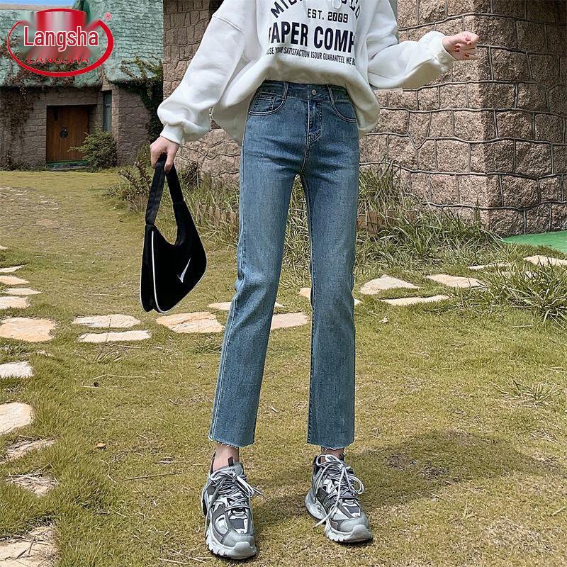 

Langsha Women s Loose High-Waist Straight-Leg Cropped Jeans 29