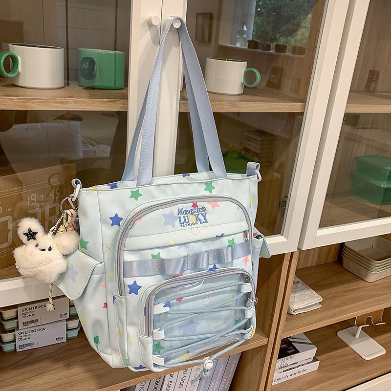 ins wind messenger bag women's 2025 new Korean version cute student tote bag lightweight junior high school student portable shoulder bag
