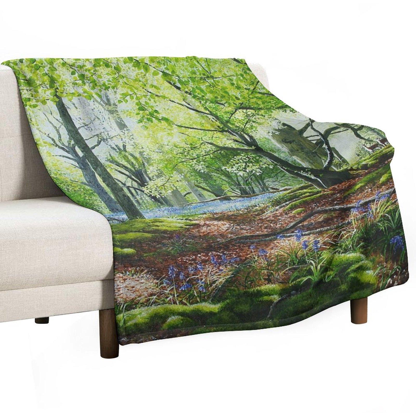 

A Glimpse of Woodland Blue Throw Blanket Stuffeds Multi-Purpose Vintage Comforter Blankets 30x40in