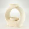Ceramic Zen Oil Burner - Large Oval Pebble  - Speckled Off-White